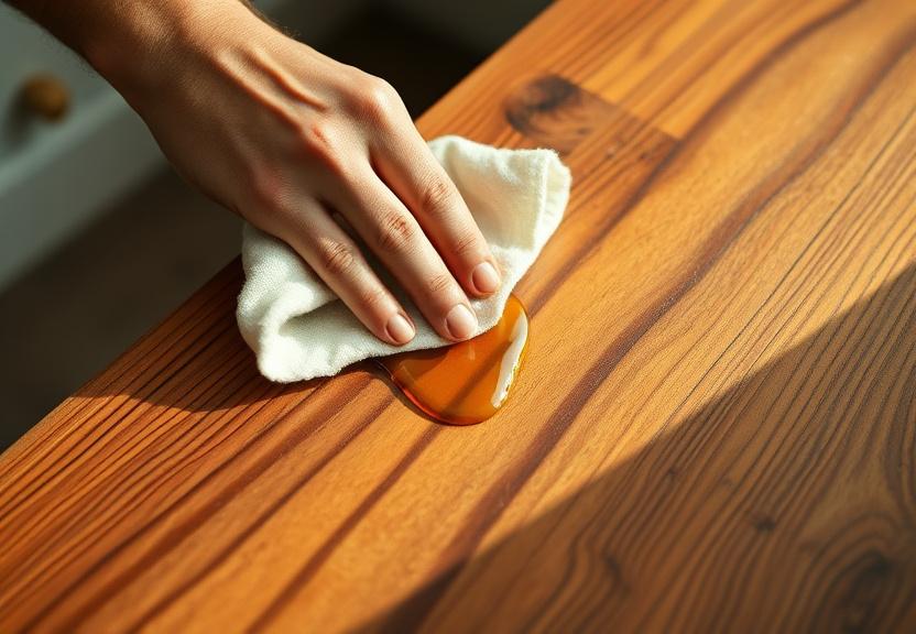 Oiling a timber surface for care