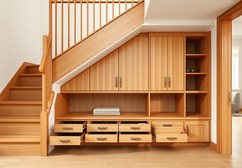 Bespoke under-stair storage with pull-out drawers